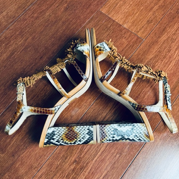 ALEXANDRE BIRMAN
Snakeskin Animal Print ankle T-Strap Sandals with fringes - Picture 15 of 15